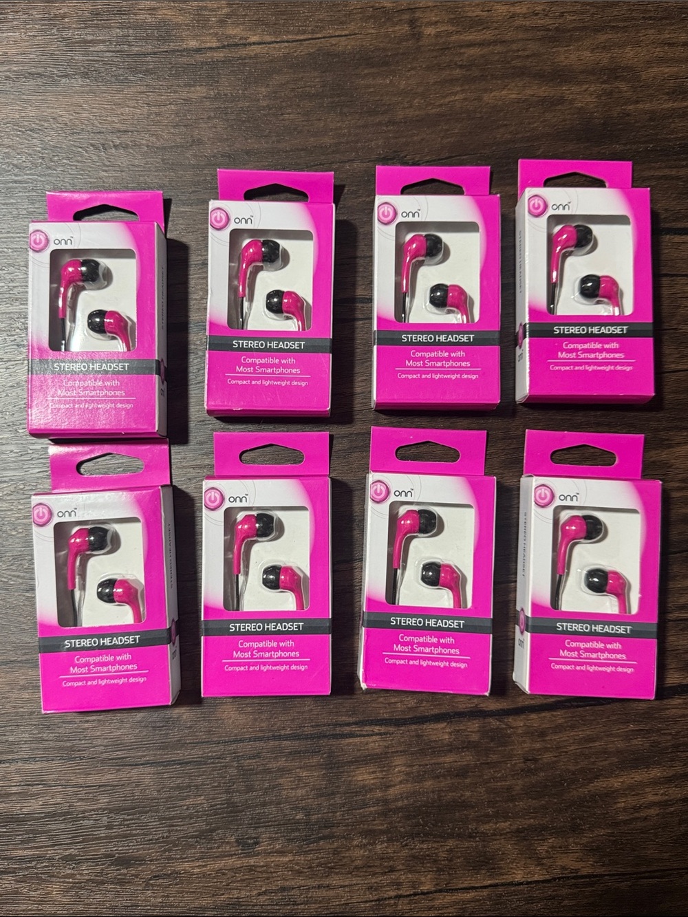 Onn Pink In-Ear Stereo Headset - Pack of 8